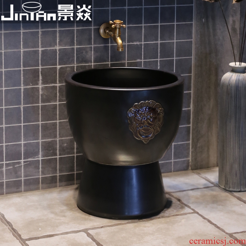 JingYan mini retro art mop pool small groove ceramic mop pool archaize mop pool floor mop basin mop pool