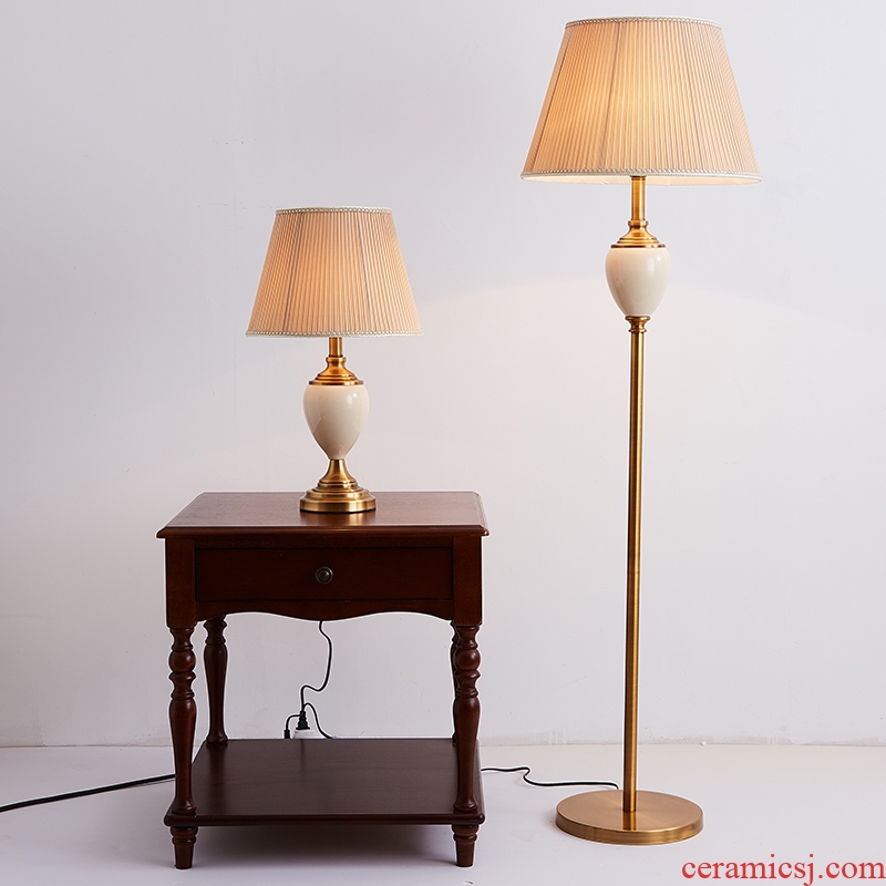 Desk lamp of bedroom nightstand lamp American household contracted modern new Chinese style sweet ceramic desk lamp floor lamp of the sitting room