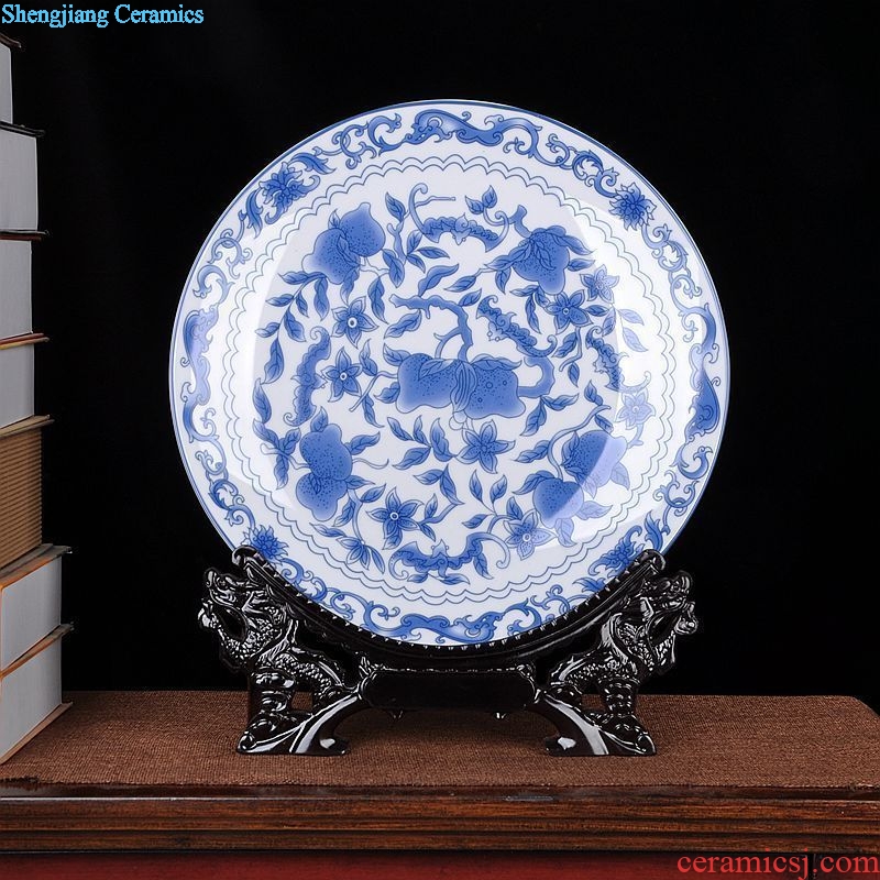 The sitting room of Chinese style household art of jingdezhen ceramics plate QingHuaPan craft supplies creative gifts furnishing articles