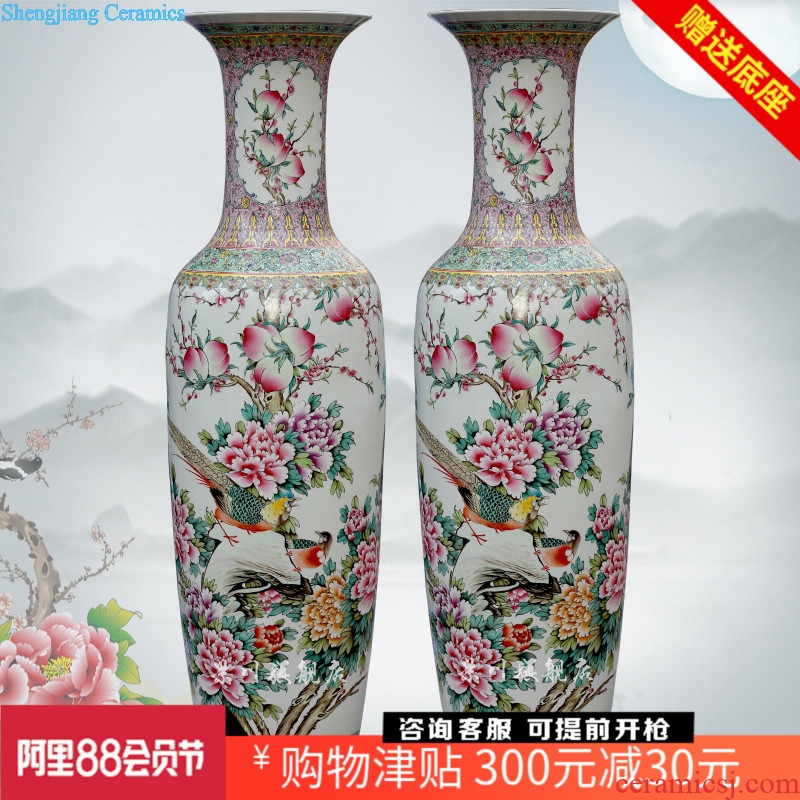 Jingdezhen ceramic hand-painted pastel kam tong prosperous big vase sitting room be born flower arranging the study Chinese style household furnishing articles