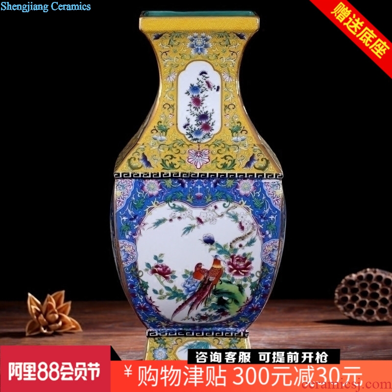 Jingdezhen enamel painted pottery porcelain vase home sitting room mesa four bottles of imitation system of qianlong classic collection furnishing articles