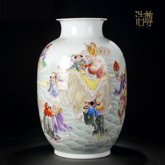 Jingdezhen ceramics furnishing articles antique hand-painted 18 arhats vase sitting room decoration as rich ancient frame handicraft