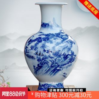 Jingdezhen blue and white landscape hand-painted ceramics of large vases, archaize sitting room adornment large porcelain furnishing articles