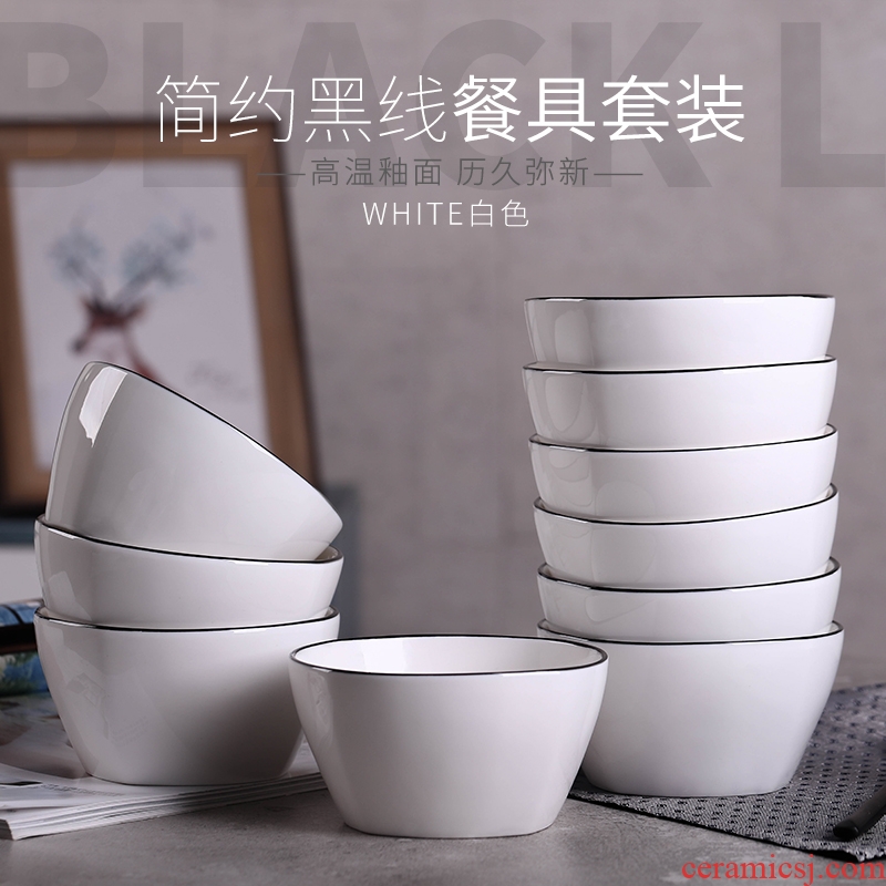 10 only to ceramic dishes suit household of Chinese style rice bowls 4.5 -inch porringer bone heat-trapping ceramic plate