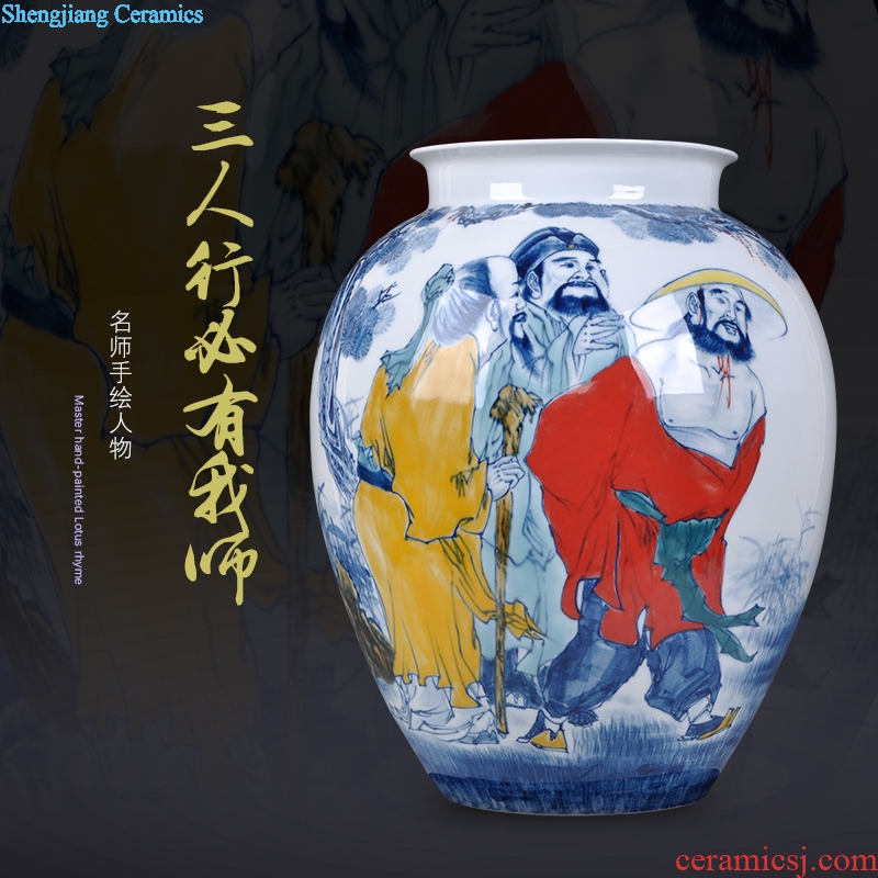 Jingdezhen ceramics hand-drawn characters sitting room porch ark of new Chinese style household crafts vase furnishing articles