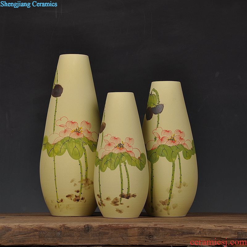 Scene, jingdezhen ceramic vase hand-painted frosted three-piece handicraft furnishing articles home decoration decoration