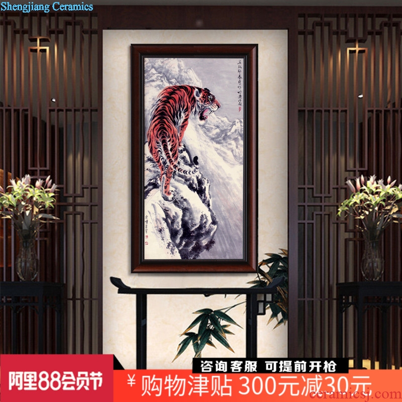 Home sitting room sofa background wall adornment jingdezhen roars sky hangs a picture ceramic painting porcelain plate painting office