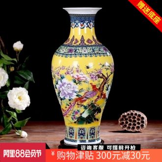 Mesa of jingdezhen ceramic vase colored enamel Chinese antique household flower adornment handicraft office furnishing articles