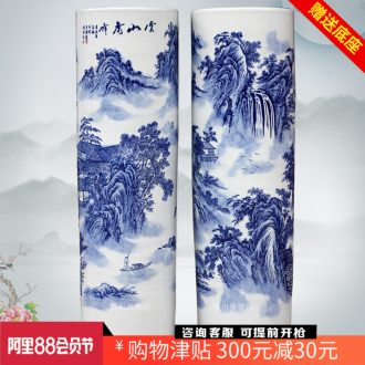 Jingdezhen blue and white porcelain is hand-painted landscape painting ceramic quiver of large vases, furnishing articles home sitting room accessory products