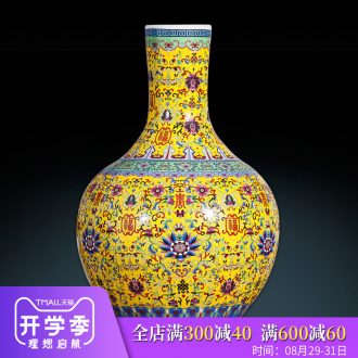 Archaize of jingdezhen ceramics colored enamel vase landing European style living room TV ark furnishing articles home decoration