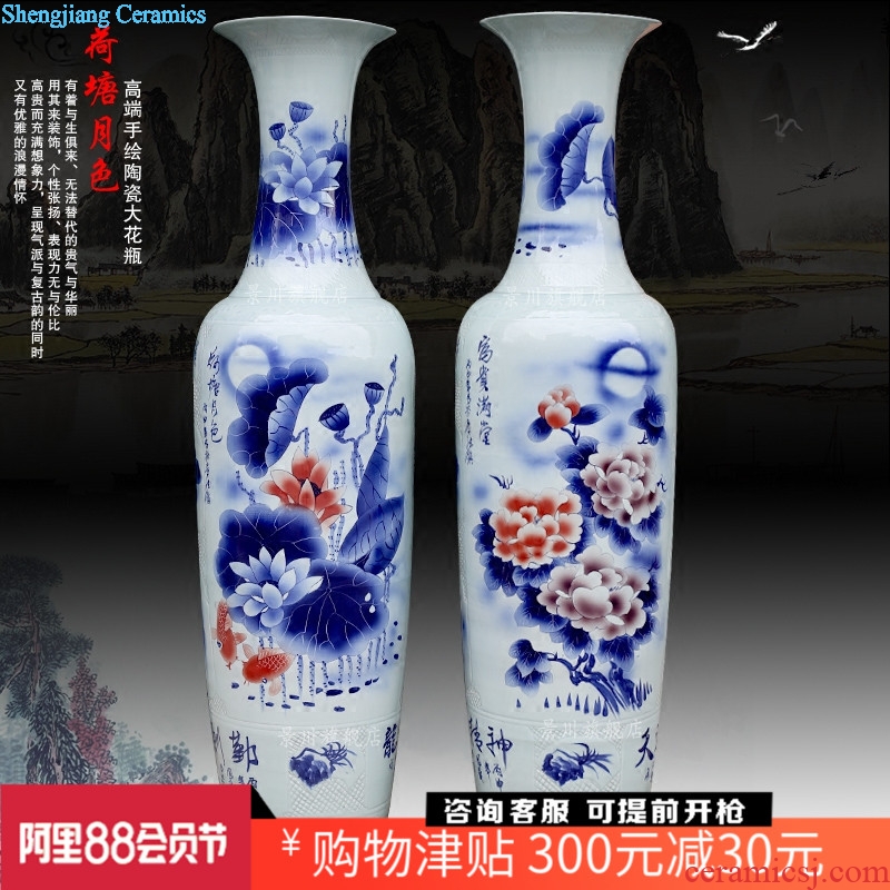 Jingdezhen ceramics engraving hand-painted lotus pond moonlight of large vases, sitting room decorates household porcelain furnishing articles