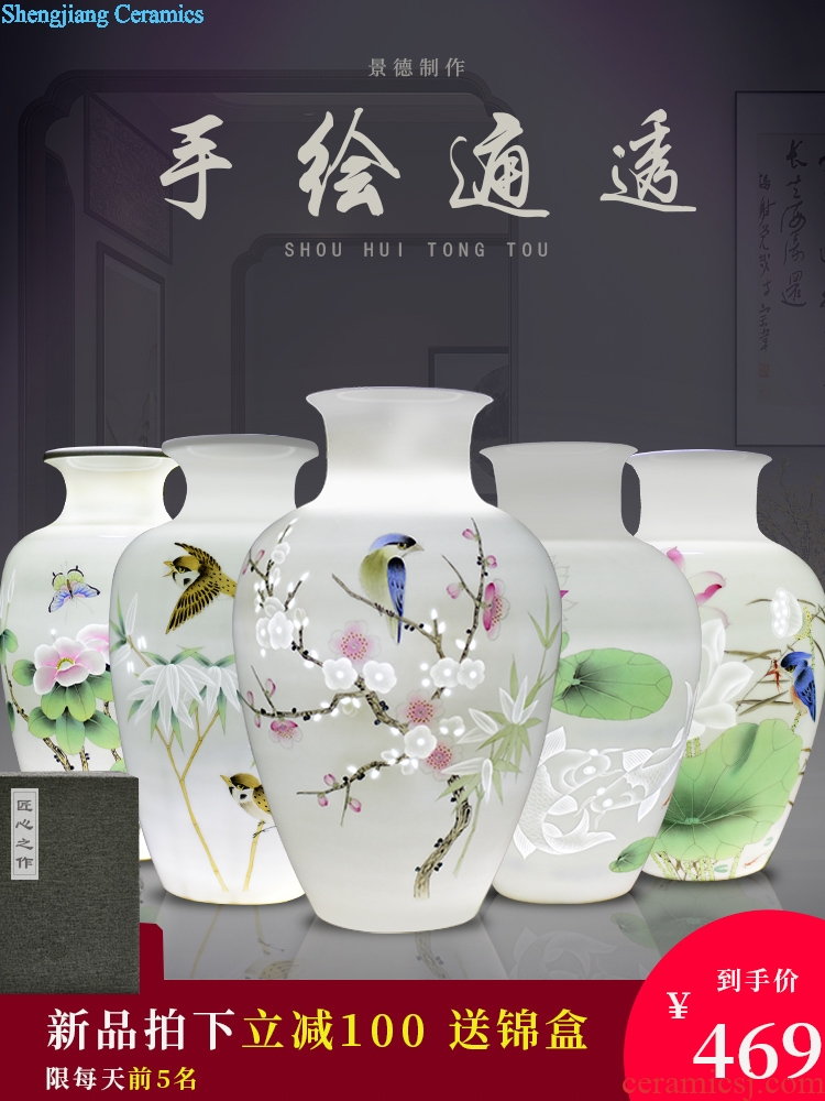 Jingdezhen ceramics new Chinese hand-painted dried flower vases, flower arrangement bedroom household furnishing articles the sitting room porch decoration