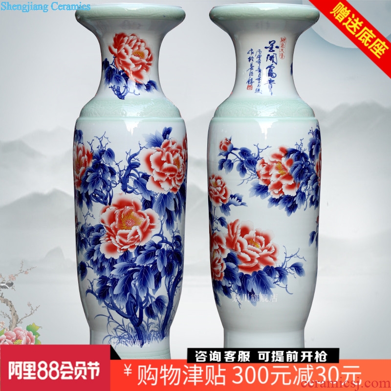 Hand color of large vase peony admiralty bottles of jingdezhen ceramics occupy the modern home furnishing articles sitting room