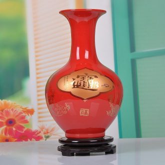 Jingdezhen ceramics modern new Chinese style household decorates sitting room porch mesa vase furnishing articles Chinese red paint