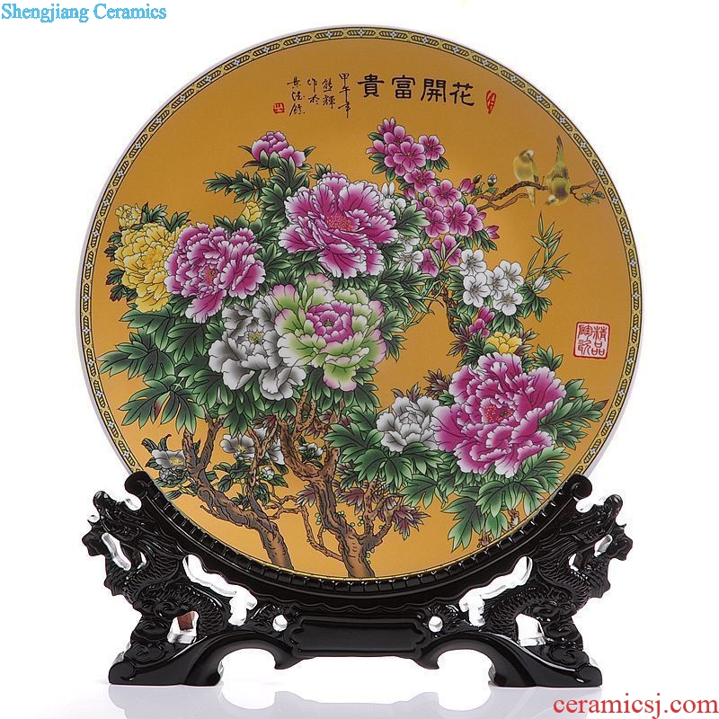 Jingdezhen ceramic blooming flowers hang dish decorative plates home sitting room adornment is placed a wedding gift