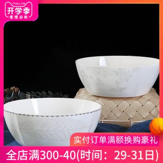 Jingdezhen ceramic dishes and rice bowls of household square Chinese tableware prevent hot to eat noodles bowl noodles in soup bowl contracted