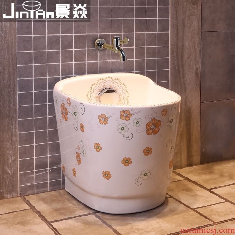 JingYan european-style balcony mop basin large ceramic art wash mop pool mop pool automatic mop pool water