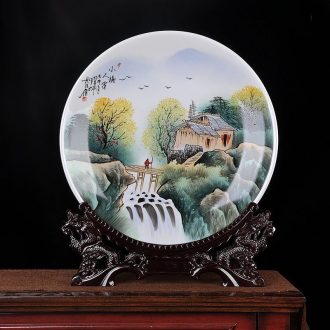 Hang dish of jingdezhen ceramics decoration plate of hand-painted "Bridges the somebody else sit home decoration handicraft furnishing articles