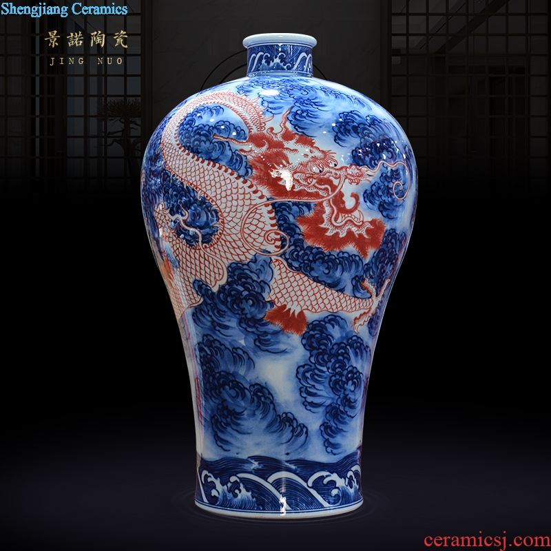 Jingdezhen ceramics imitation qing qianlong hand-painted of blue and white porcelain dragon mei bottles of new Chinese style sitting room adornment is placed