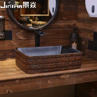 JingYan retro stone grain stage basin of jingdezhen ceramic art basin of Chinese style antique basin of wash one single basin