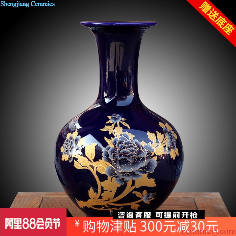 Jingdezhen ceramics blue peony flower arranging floret bottle modern home furnishing articles decoration decoration