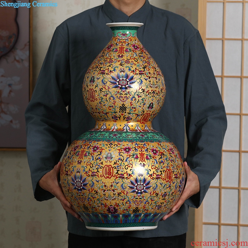 Jingdezhen ceramics big vase live TV ark gourd landing place to live in the sitting room porch decoration