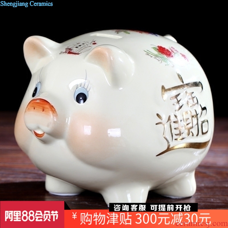 Jingdezhen ceramic beige pig piggy bank receiver creative gift birthday lovely treasures fill the home furnishing articles