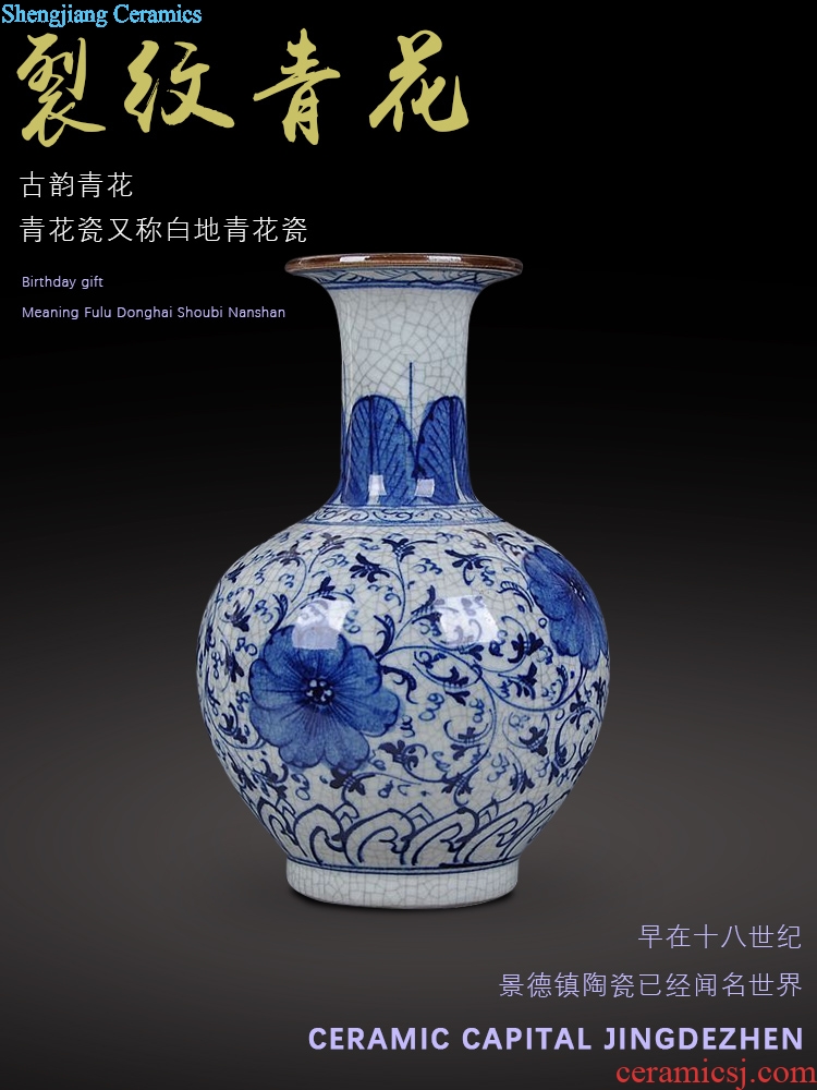 Jingdezhen ceramics hand-painted guanyao blue and white porcelain flower rich ancient frame under the glaze color antique crafts home decorations