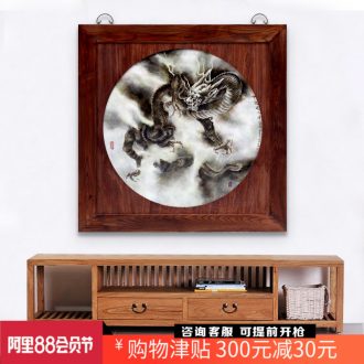 Jingdezhen square porcelain plate painting too qing dragon ao hang a picture to the sitting room adornment office opening gifts