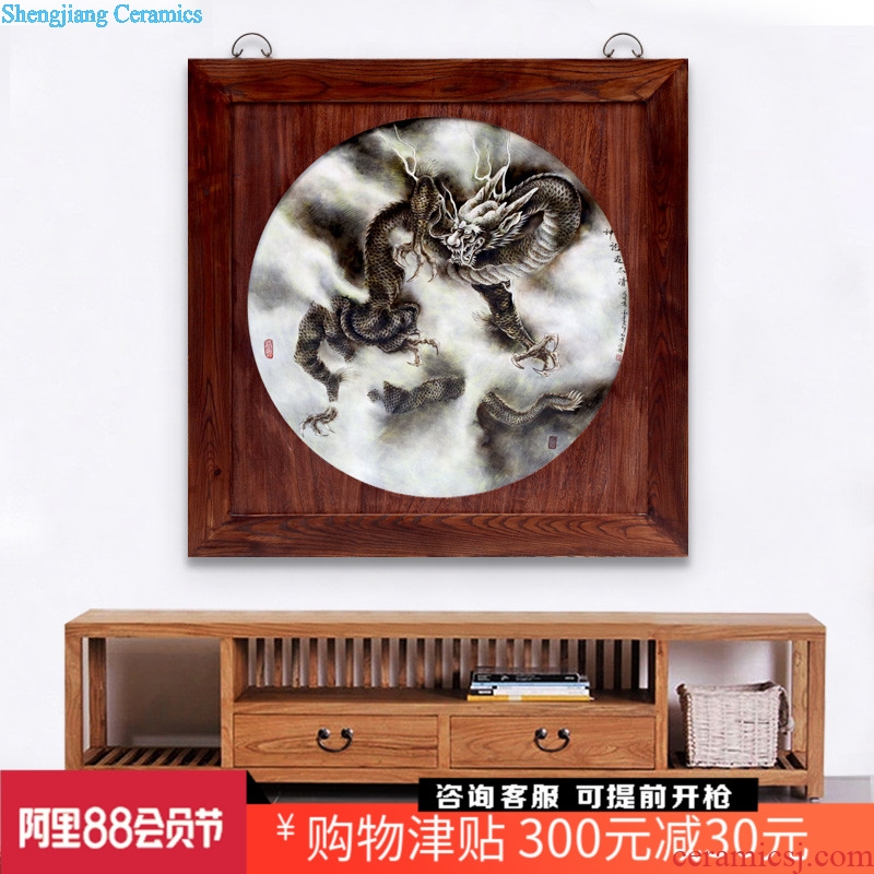 Jingdezhen square porcelain plate painting too qing dragon ao hang a picture to the sitting room adornment office opening gifts