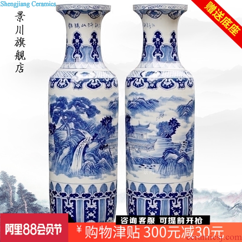 Blue and white porcelain of jingdezhen hand-painted splendid sunvo sitting room adornment porcelain vase of large hotel furnishing articles with a gift