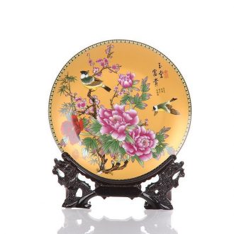 Scene, jingdezhen ceramic decoration plate sit plate gold CV 18 prosperous plate of Chinese domestic act the role ofing handicraft furnishing articles