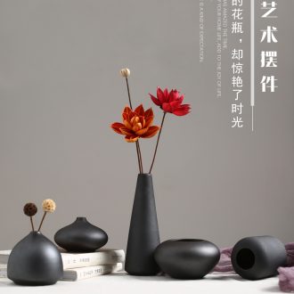 Contracted dried flower vase planting black ceramic flower implement the sitting room porch TV ark home furnishing articles creative decoration