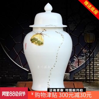 Jingdezhen ceramics is pure and fresh and contracted hand-painted lotus vase general jar of home sitting room study office furnishing articles