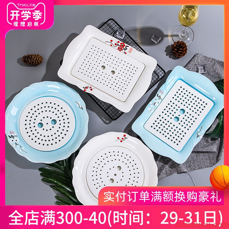 Japanese tableware jingdezhen ceramic plates home steamed dumpling dish creative contracted cold cold dish dish of boiled dumpling dishes