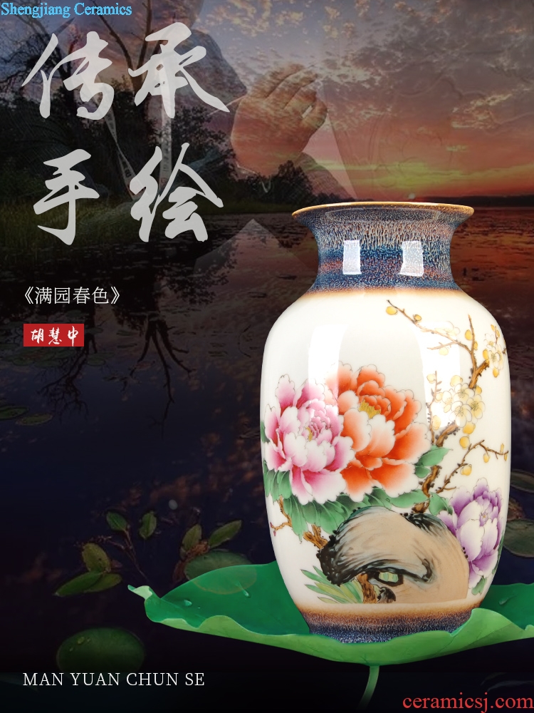 Jingdezhen ceramics new Chinese hand-painted dried flower vases, flower arrangement bedroom household furnishing articles the sitting room porch decoration