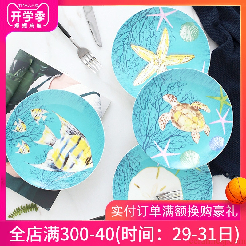 Dish dish dish household steak western food ceramic tableware lovely children's creative cartoon fruit bowl round plate