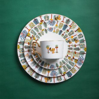 The British museum cooperation bone porcelain Italian small european-style luxury ceramic coffee cup breakfast food tableware suit one person