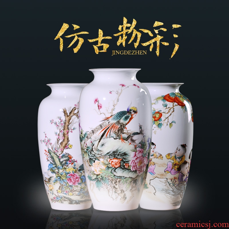 Jingdezhen ceramics vases, flower arrangement sitting room place famille rose porcelain insulator thin foetus modern home decoration decoration