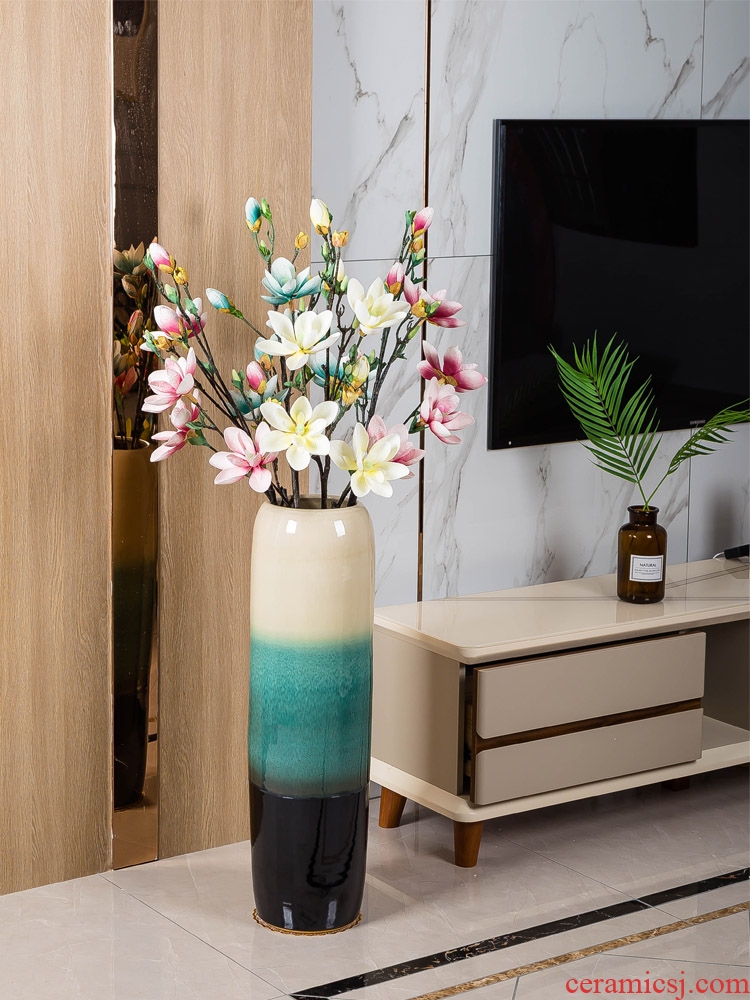 Jingdezhen ground vase large-sized ceramic dry flower is placed contemporary and contracted sitting room of Chinese style porch decoration flower arrangement