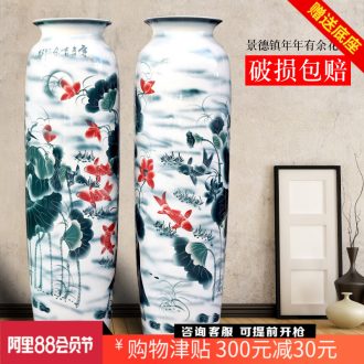 Jingdezhen ceramics of large vases, hand-painted lotus lotus years sitting room place wax gourd bottle than fish