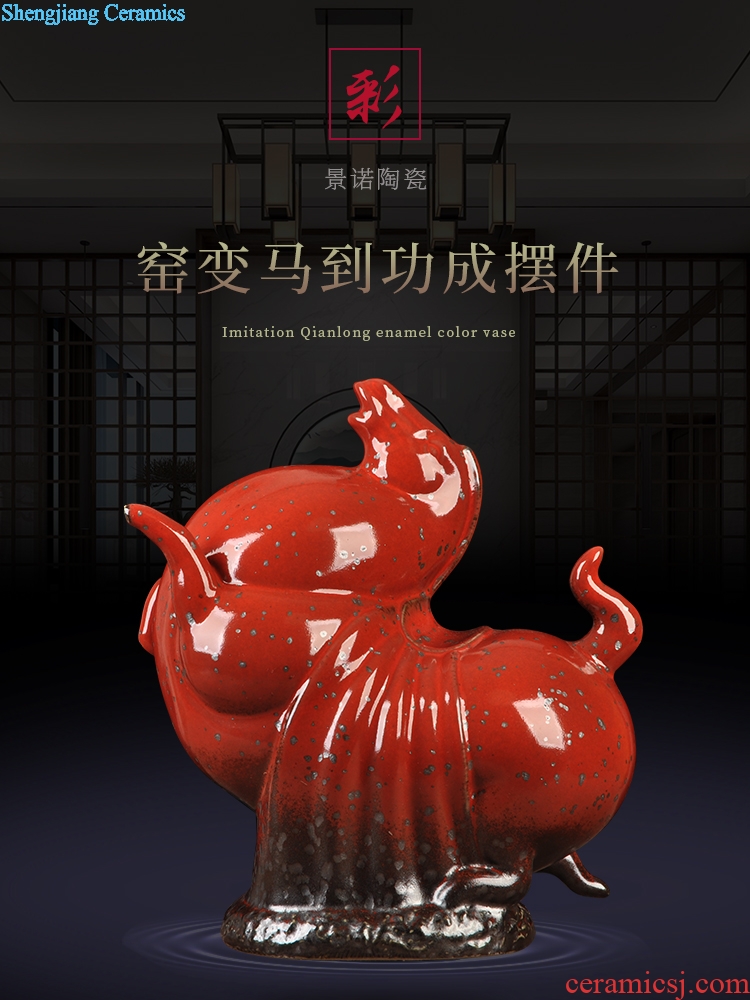 Jingdezhen ceramic variable glaze business needs new classical Chinese style gifts zodiac horses office decoration furnishing articles