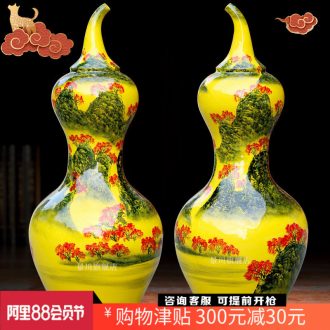 Jingdezhen ceramic hand-painted landscape painting large landing gourd sitting room of Chinese style household furnishing articles store opening gifts