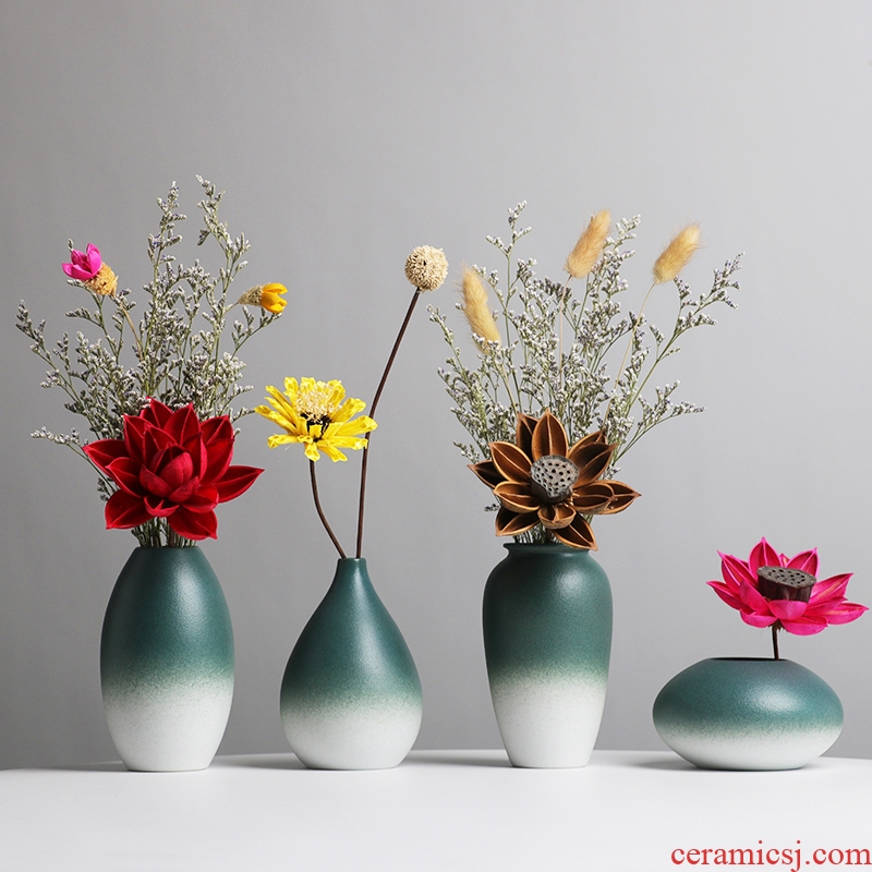 Dry flower vases, ceramic furnishing articles flower arranging implement modern northern small pure and fresh household table sitting room TV cabinet decoration