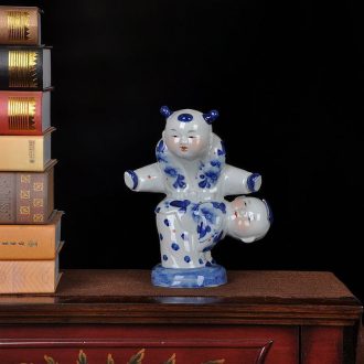 Jingdezhen porcelain doll boy Chinese style classical hand-painted porcelain fuwa home sitting room TV ark place a gift
