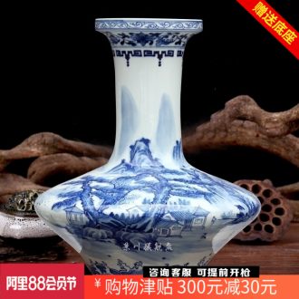 Jingdezhen blue and white landscape antique hand-painted ceramics big vase mesa of a sitting room be born household act the role ofing is tasted furnishing articles
