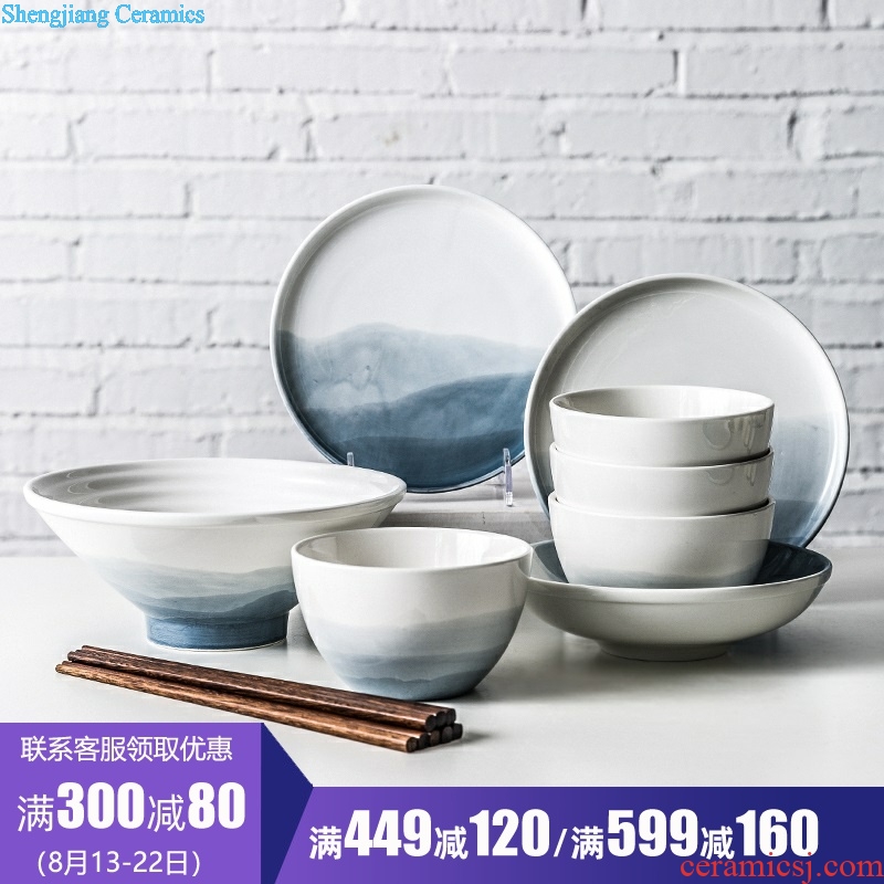 Million jia creative ceramics tableware home dishes suit contracted Nordic bowl chopsticks, ins web celebrity complete sets of dishes