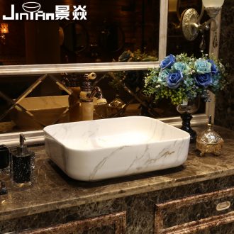 JingYan marble art stage basin rectangle ceramic lavatory basin American household on the sink