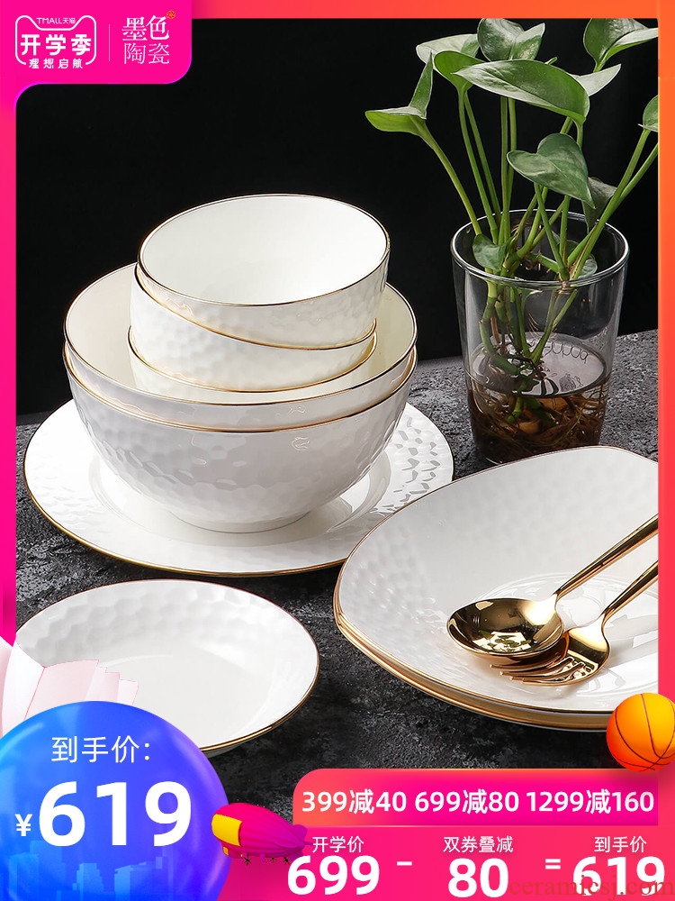 European style phnom penh dish suits home dish bowl chopsticks dishes bone China jingdezhen ceramics cutlery set jade