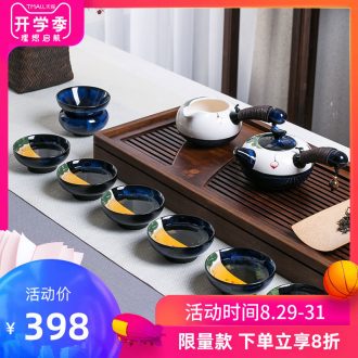 Blower, kung fu tea set household Chinese blue and white porcelain of jingdezhen ceramic cup tea tray contracted teapot